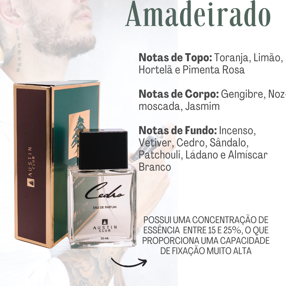 Kit 2 Perfumes Masculinos Austin Club Amadeirado - Fragrância A Escolher: Pode Ser 2 Iguais Ou Um De Cada Tipo! Eau De Parfum 50ml Cada