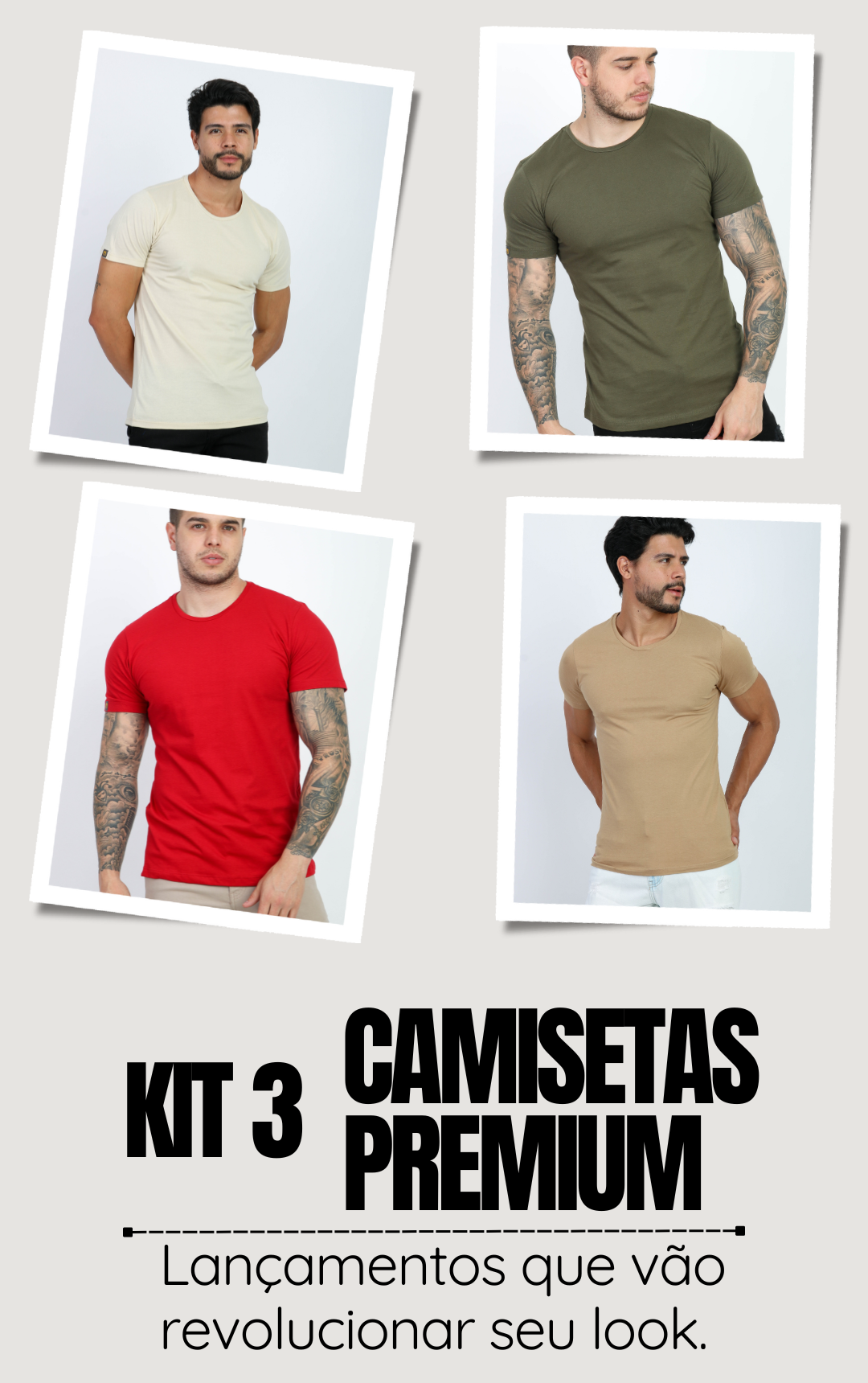 KIT 3 Camisetas Básica Algodão Premium Diversas Cores