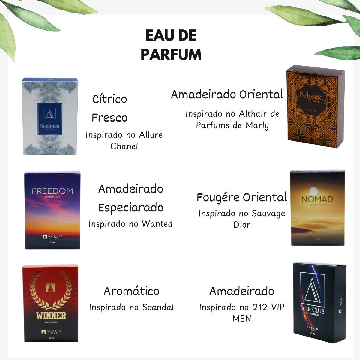 Kit 2 Perfumes Masculinos Austin Club Amadeirado - Fragrância A Escolher: Pode Ser 2 Iguais Ou Um De Cada Tipo! Eau De Parfum 50ml Cada