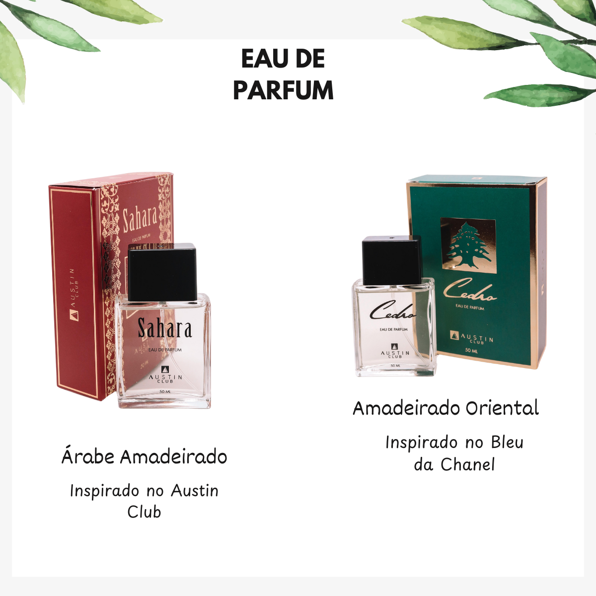 Kit 2 Perfumes Masculinos Austin Club Amadeirado - Fragrância A Escolher: Pode Ser 2 Iguais Ou Um De Cada Tipo! Eau De Parfum 50ml Cada